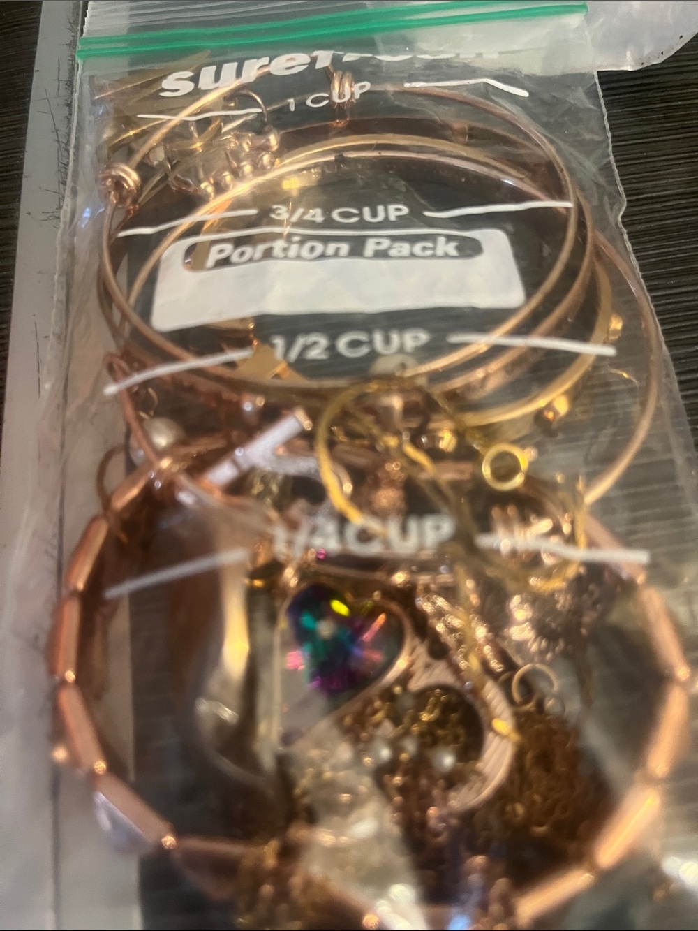 Refresh Rose Gold Hoop Bracelet Set with Heart Charm
